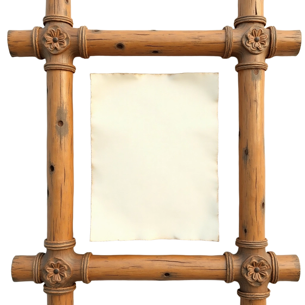 Bamboo Frame with Floral Carvings